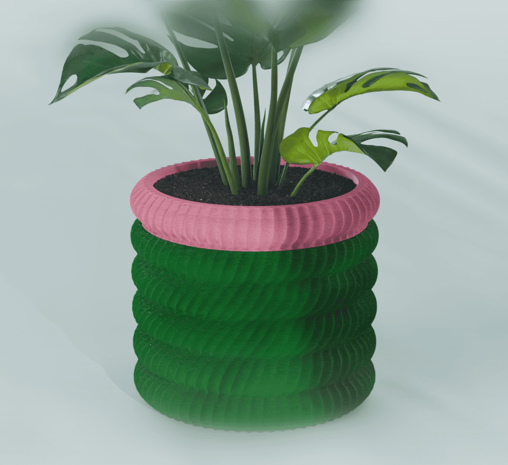 Sora Planter Pot, Scalloped Reverse Bezier | Small, Medium, Large | Self Watering and Drip Tray 3d model