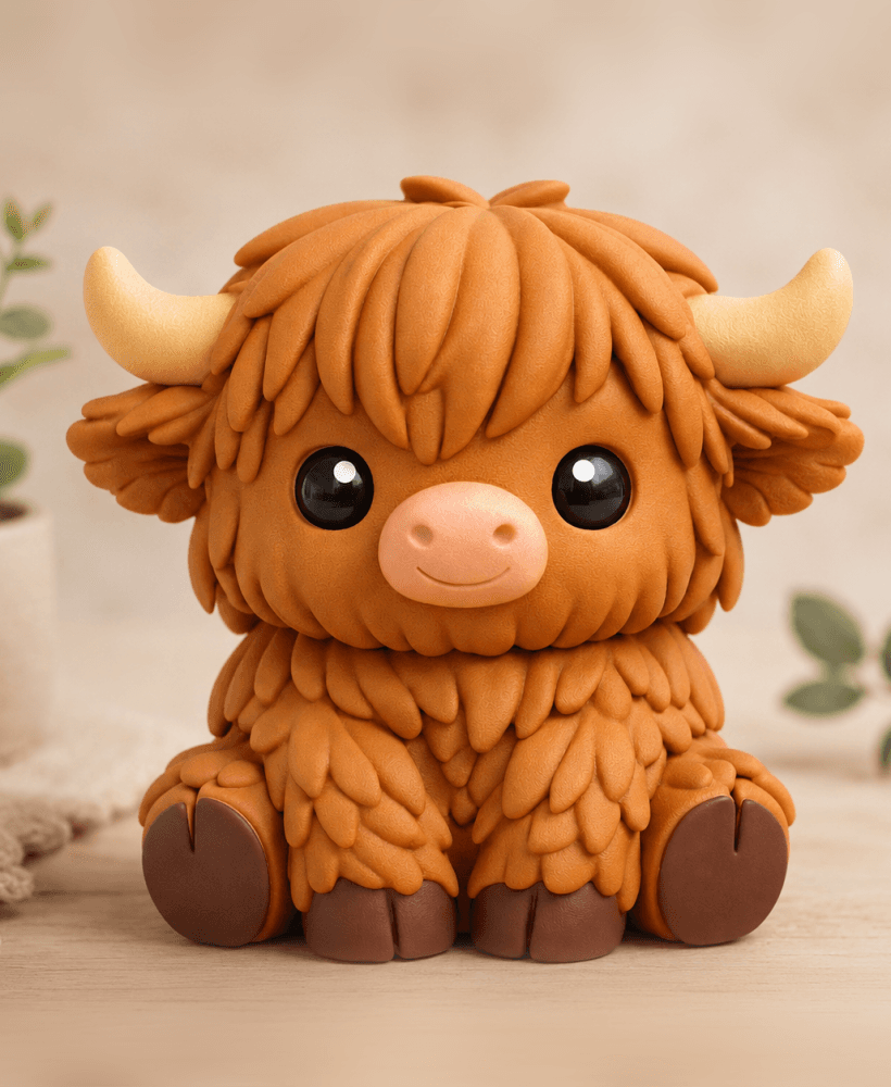 Highland Cow STL | Cute Kawaii Highland Cow | Kawaii Animal Figurine | Gift for Highland Cow Lover 3d model