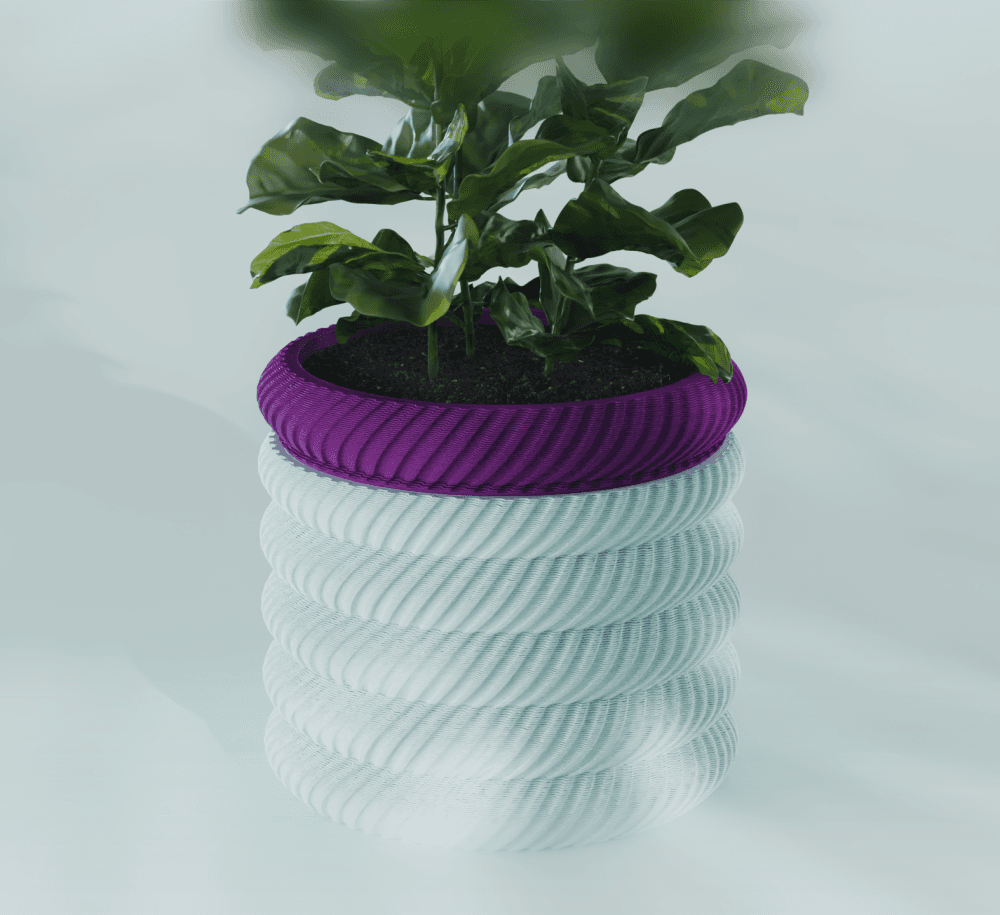 Sora Planter Pot, Striped Diagonal | Small, Medium, Large | Self Watering and Drip Tray 3d model