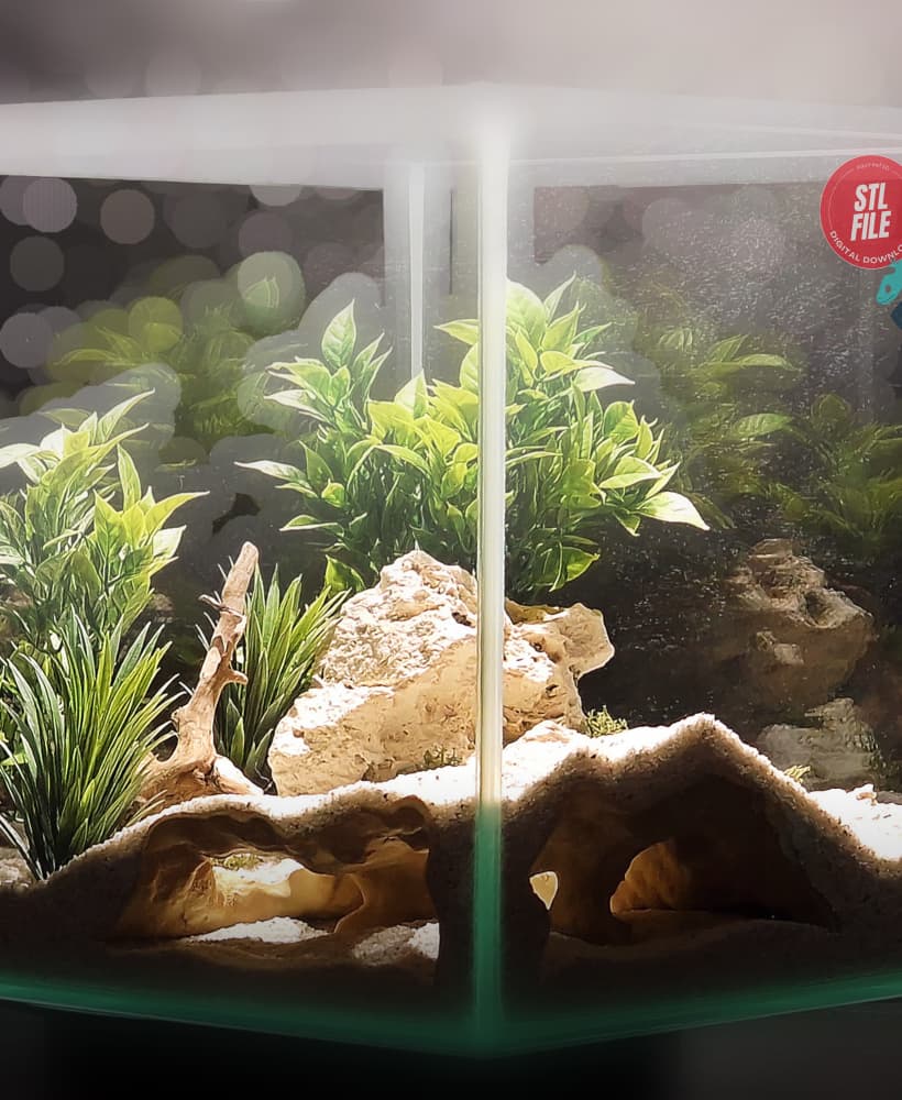 Terrarium & Aquarium Corner Cave - rock texture Fish, Reptile, Snake Shelter. Aquascaping Decor. 3d model