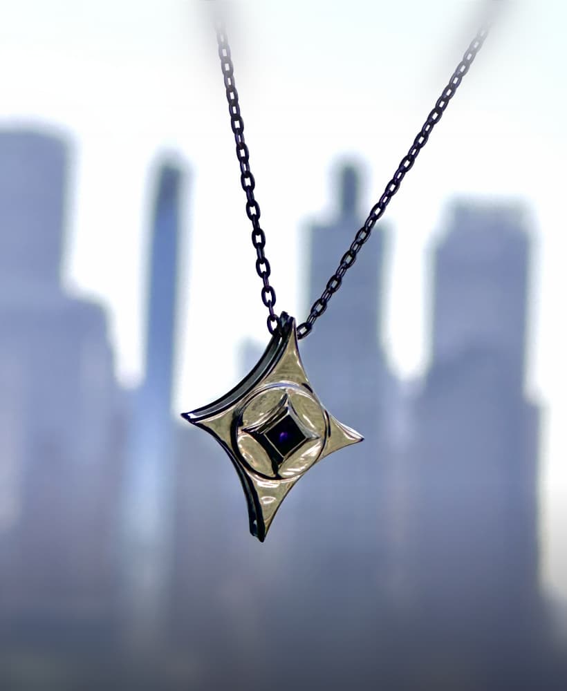 Starburst Pendant with Bezel Set Small Square Stone 3d model