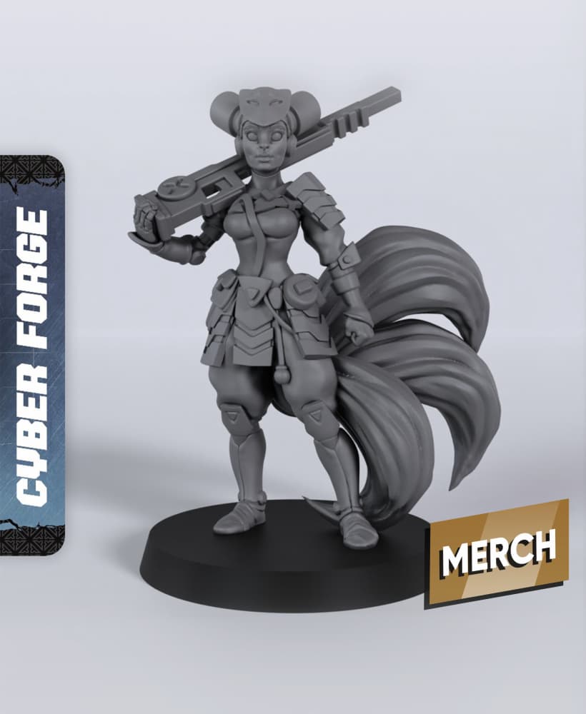 Katsune - With Free Cyberpunk - Sci-Fi Gift Ideas for RPG and Wargamers 3d model