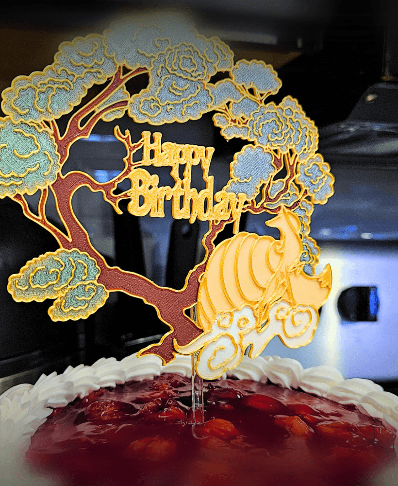 Lucky Cloud Mystical Nine-Tailed Fox Cake Topper 3d model