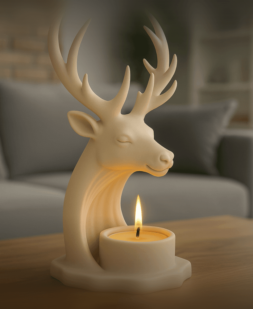 Majestic Deer Candle Holder STL | Stag Tea Light Decor 3d model
