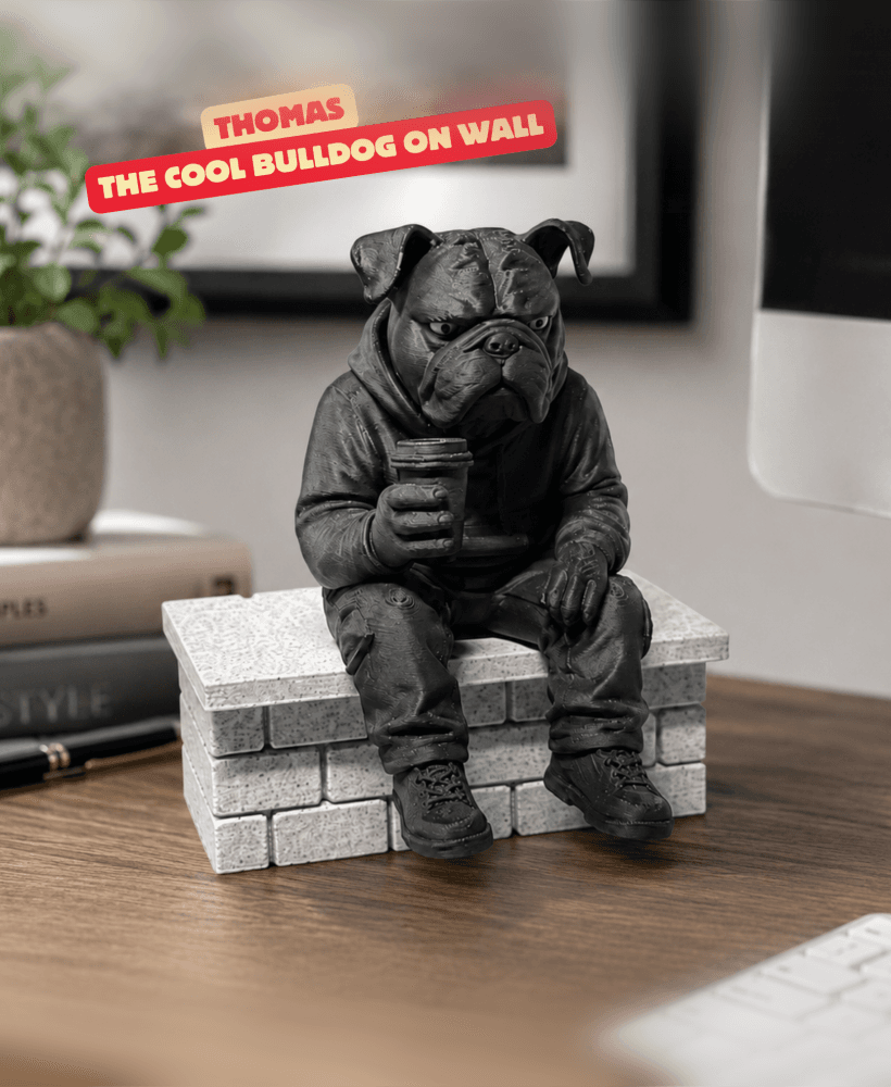 THOMAS - THE COOL BULLDOG ON WALL / TOY / COLLECTIBLE / CUTE MODERN SCULPTURE / 2 PART SCCUPTURE 3d model