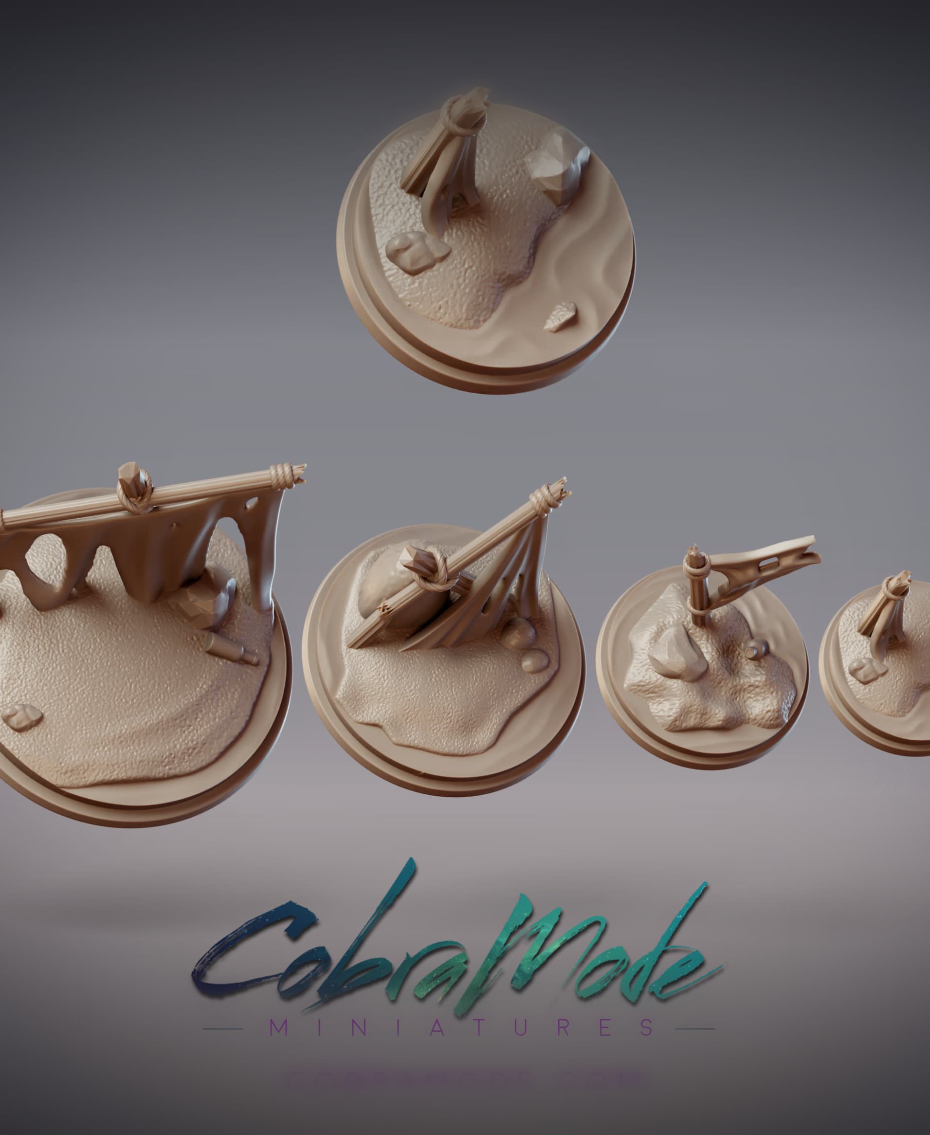 Broken Mast Base Pack - Round and Square Versions (8pcs) 3d model