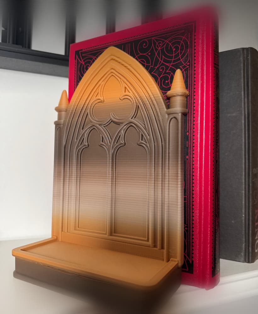 Cathedral Window Bookend with Tray Bookish Decor 3d model