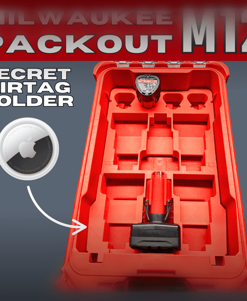 Milwaukee Packout Insert - M12 Batteries - 10x Batteries & Airtag - Secure your batteries. Track you 3d model