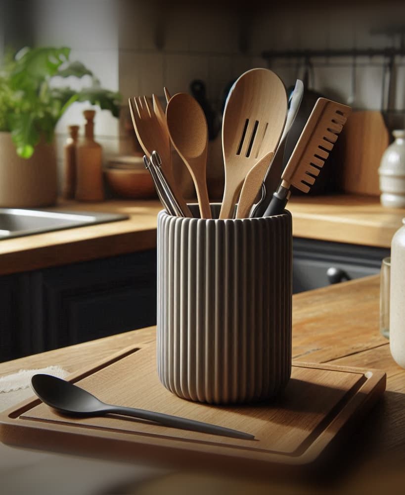 Ribbed Kitchen Utensil Holder, Utensil Basket 3d model