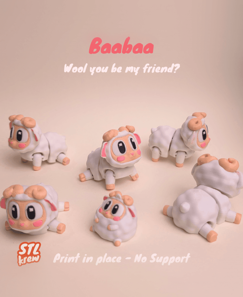 Cute articulated Sheep, no support 3d model