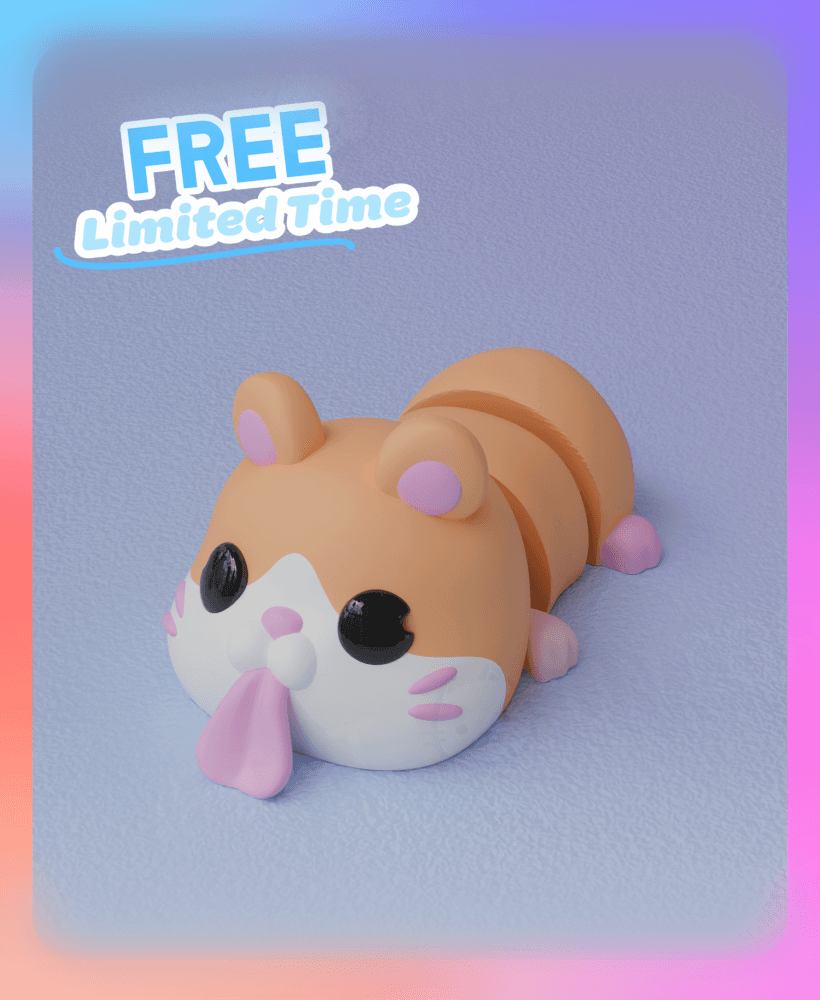 Flexi Hamster Keychain (Single Color) 3d model