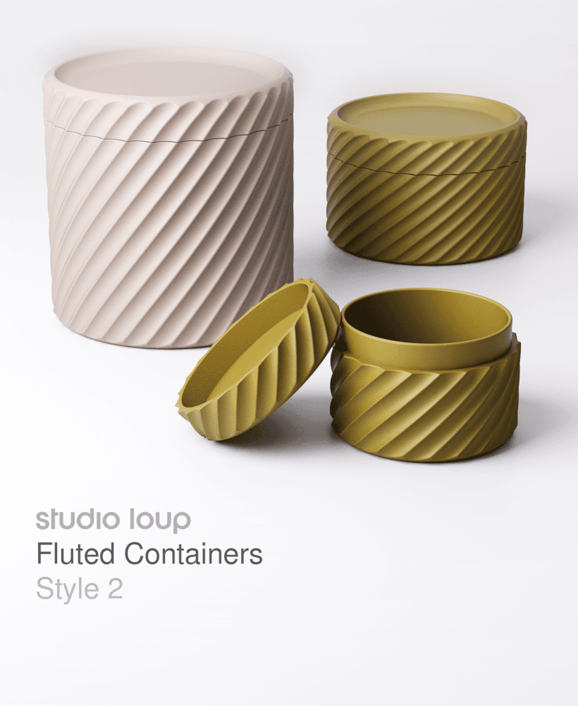 Fluted Container Style 2 3d model