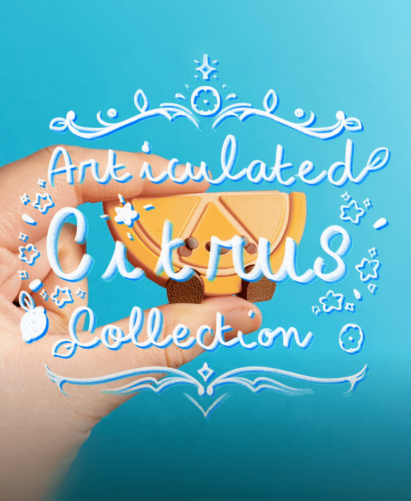 Cute Articulated Slice of Citrus | No AMS | Print-in-place | Support-free 3d model