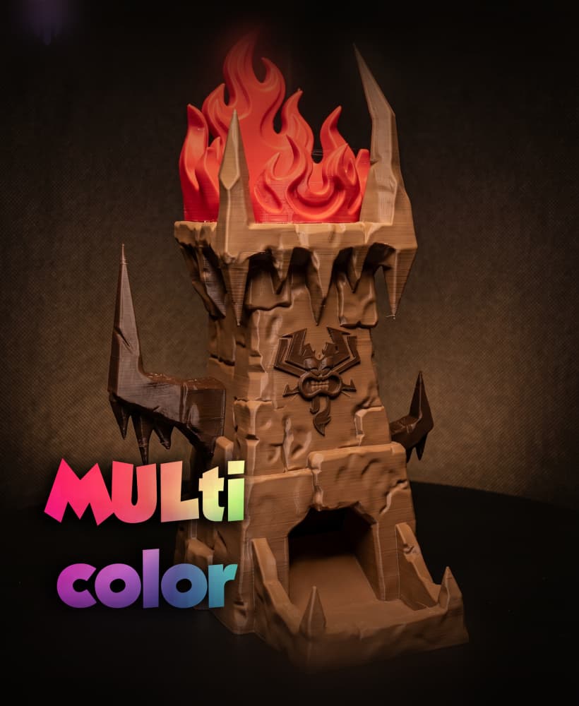 Demon Fire Dice Tower 3MF | Tabletop Gaming Multi-Color | FDM 3d model