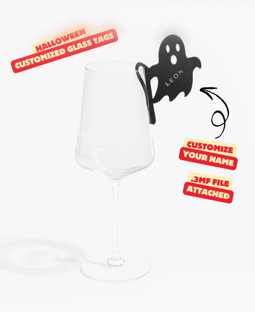 HALLOWEEN GLASS TAGS (CUSTOMIZE YOUR OWN) / HALLOWEEN PARTY DECOR 3d model