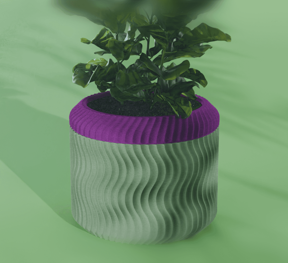 Nami Planter Pot, Scalloped Reverse Sine | Small, Medium, Large | Self Watering and Drip Tray 3d model