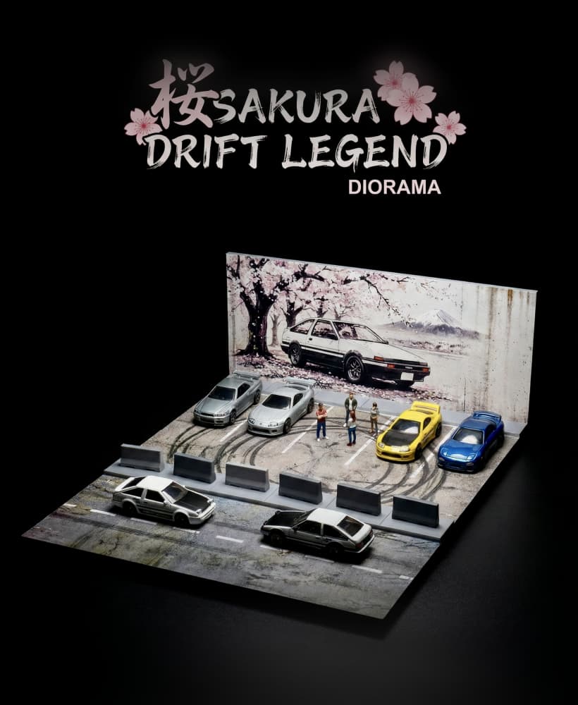 1/64 JDM Drift Diorama | Sakura Mountain Pass Display Base 3d model