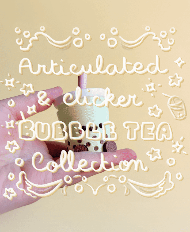 Cute Articulated & Clicker Bubble Tea | No AMS | Print-in-place | Support-free 3d model