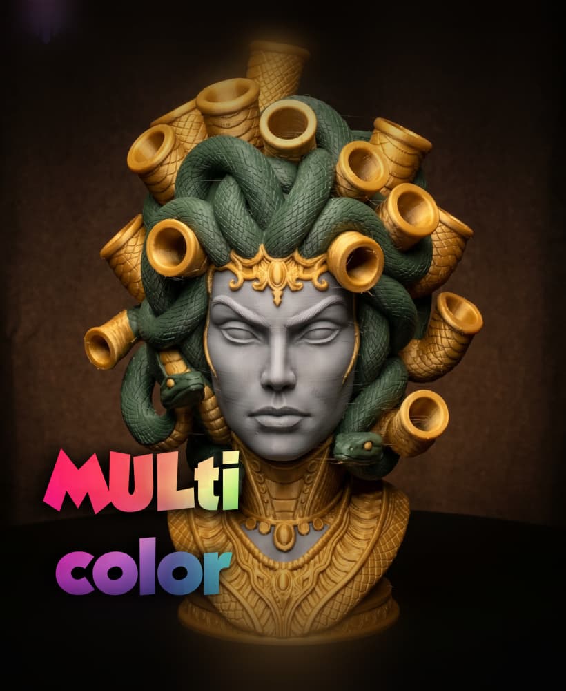 Medusa Bust Pen Holder 3MF | Mythology Multi-Color | DeskOrganizer 3d model