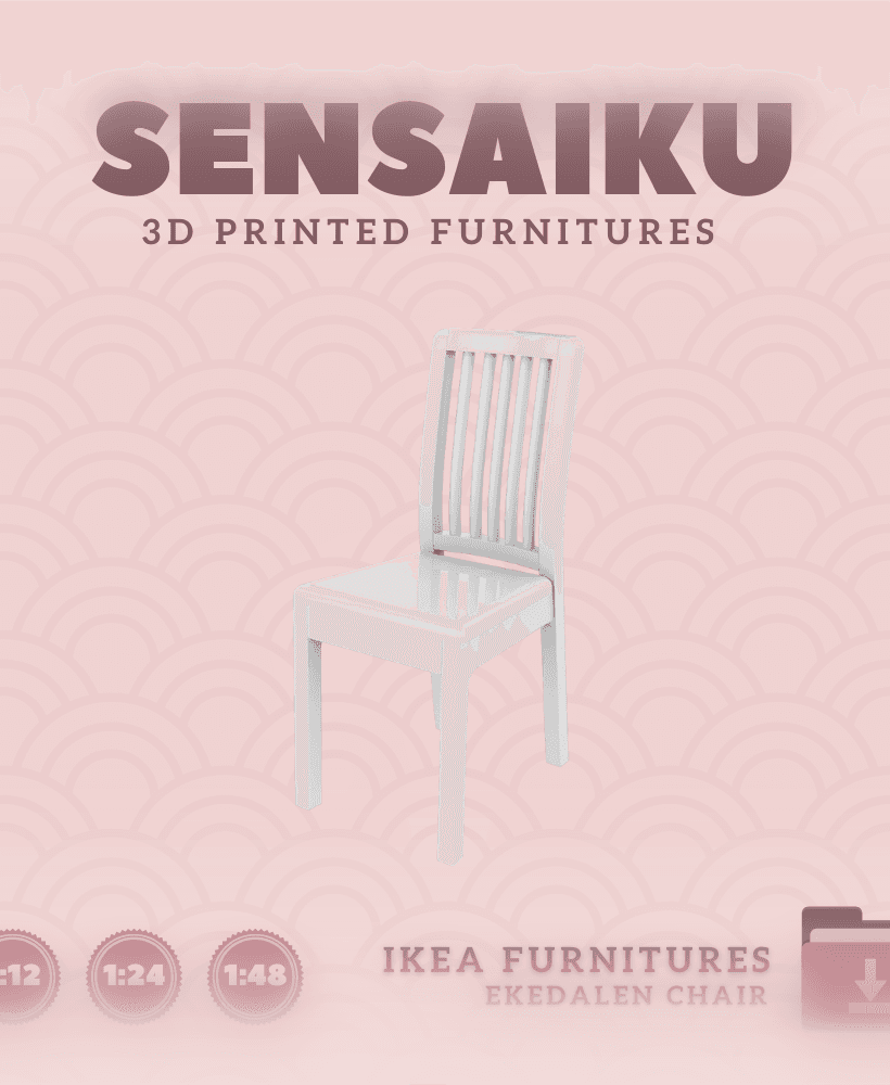 Miniature Replica 06. EKEDALEN Chair 37 3_8 for Miniature Dollhouse IKEA 3D Print (1:12,24,48) 3d model