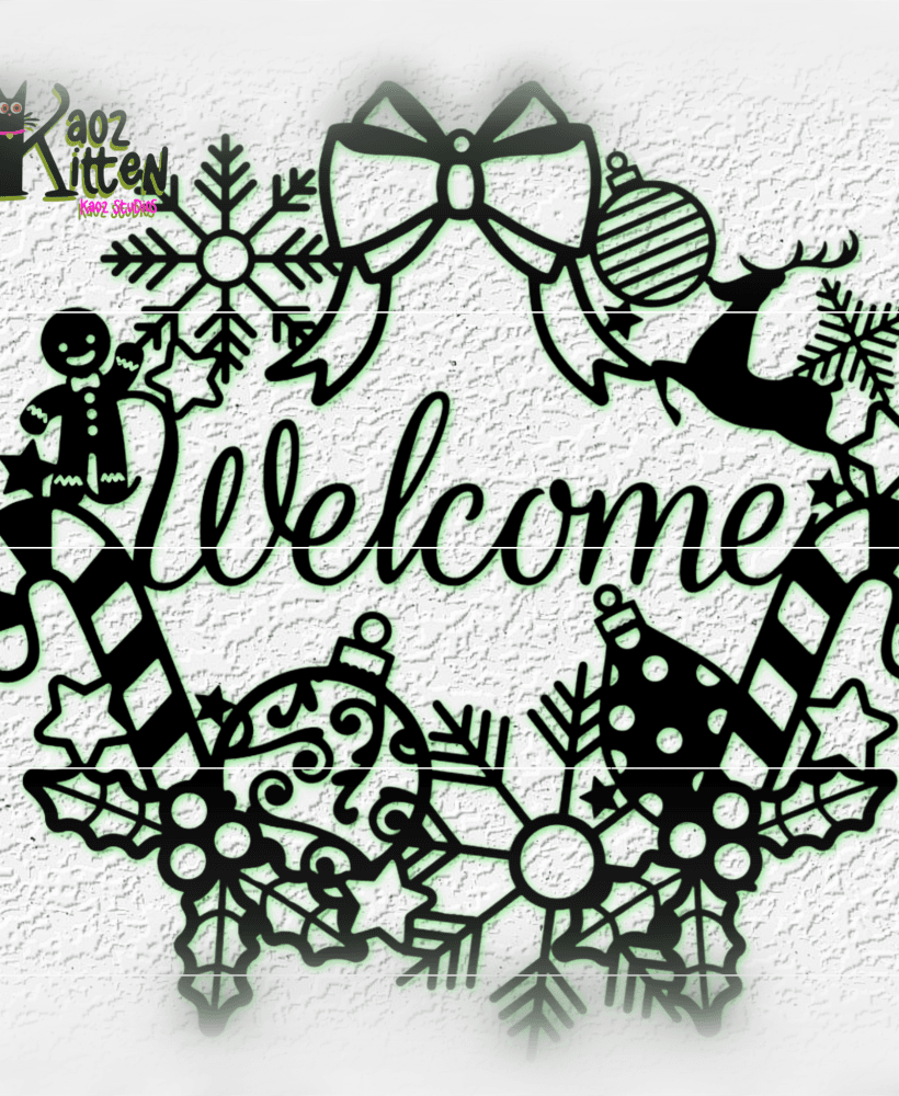 welcome christmas wreath wall art xmas sign decor 3d model