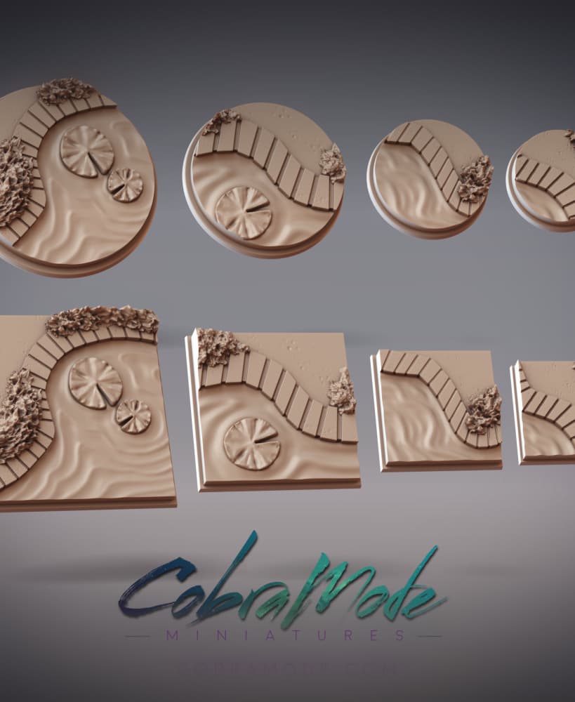 Tile Walkway Base Pack (8pcs) - Round and Square Versions 3d model