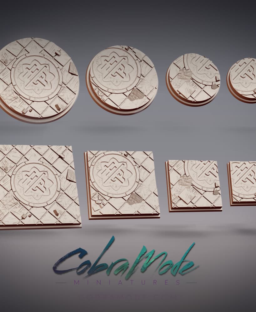 Broken Tile Floor Base Pack (8pcs) - Round and Square Versions 3d model