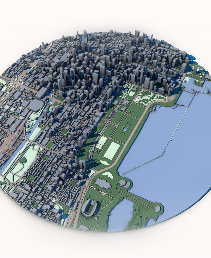 Chicago Cityscape 3D Model – Windy City Skyline – Illinois Architecture & Lake Michigan 3d model