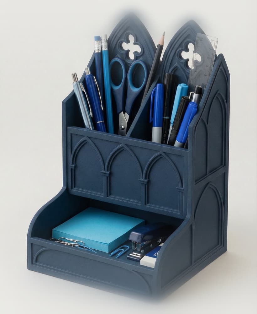Gothic Cathedral Desk Organizer - Stationery Caddy 3d model