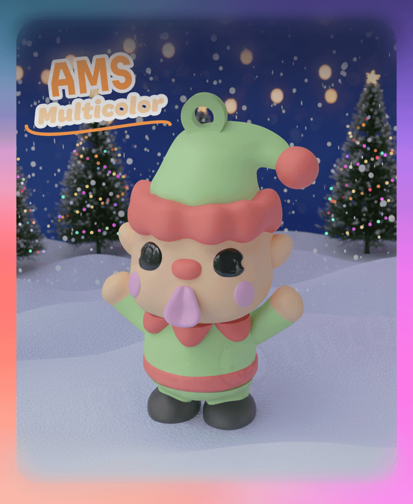 Flexi Little Elf Keychain A (Multicolor) 3d model