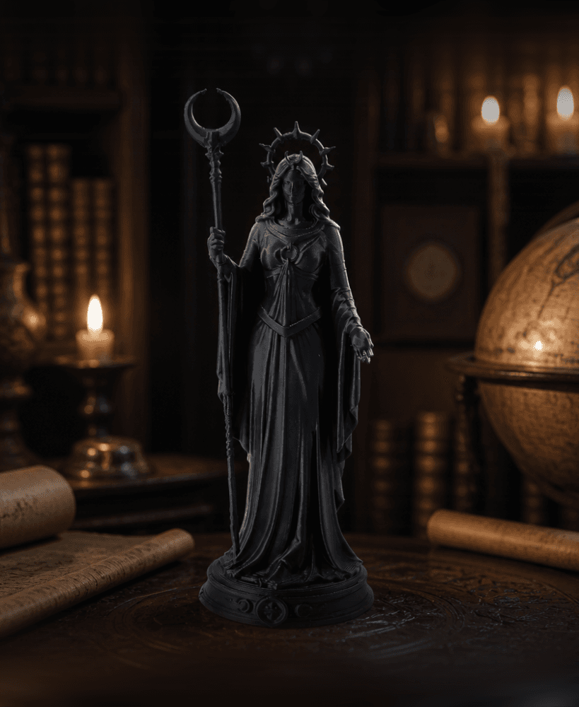 Dark Moon Priestess Figurine - Gothic Fantasy Statue 3d model